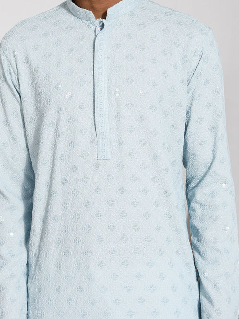 Vastramay Men's Aqua Rayon Kurta